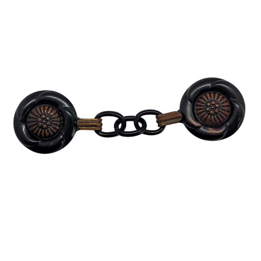 Vintage Art Deco Cloak Clasp in Black & Gold – Classic‎ Cape Accessory
